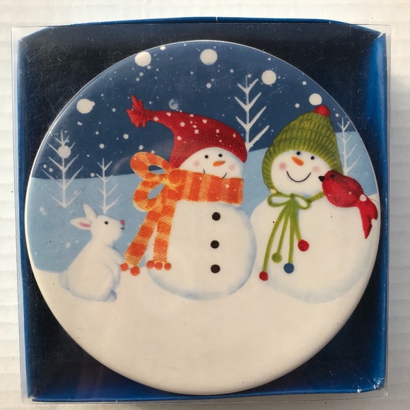 Kohl's Holiday Set Of 4 Christmas Snowman Coasters St Nicholas